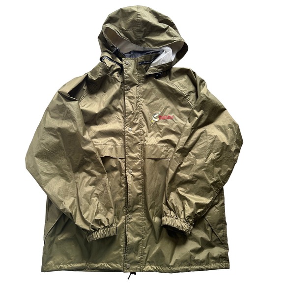 World Wide Sportsman Other - World Wide Sportsman Men's Large Green Ripstop Hooded Rain Jacket Windbreaker L